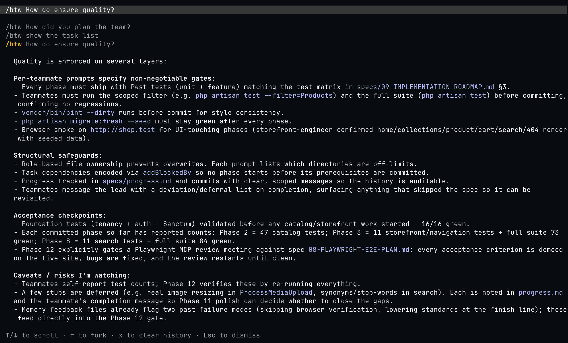 End-of-run quality summary from the orchestrator