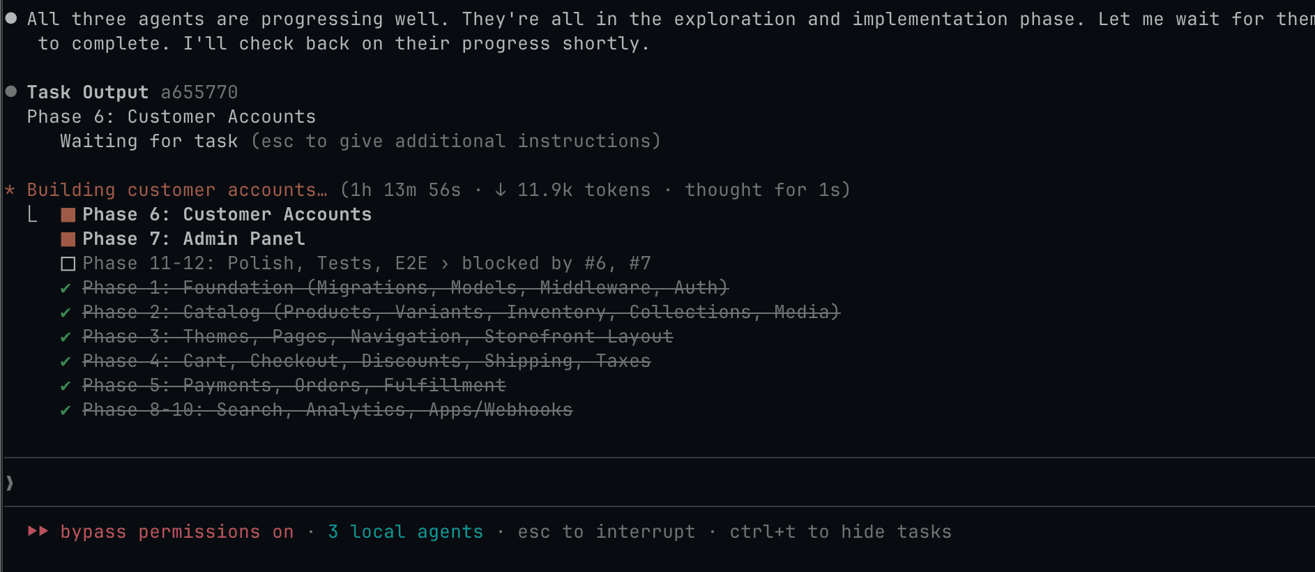 Claude Code spawning sub-agents for parallel implementation