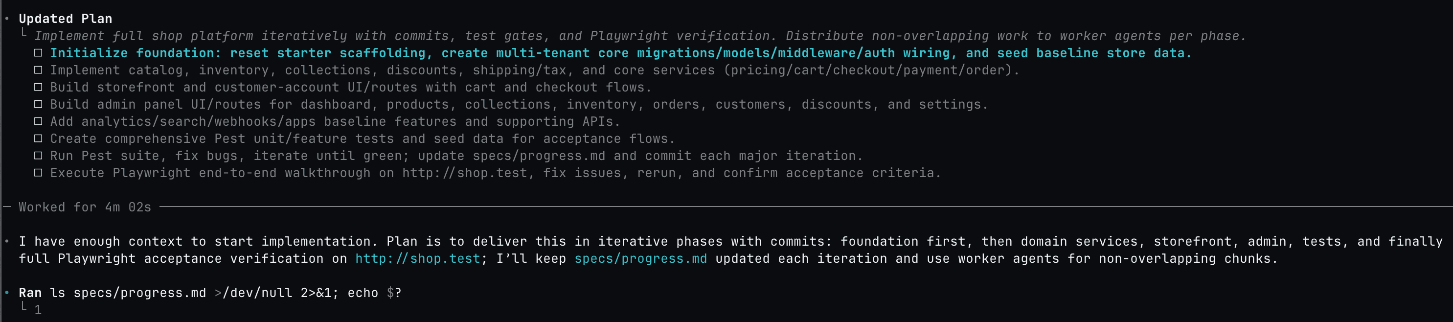 Codex planning phases with implementation roadmap