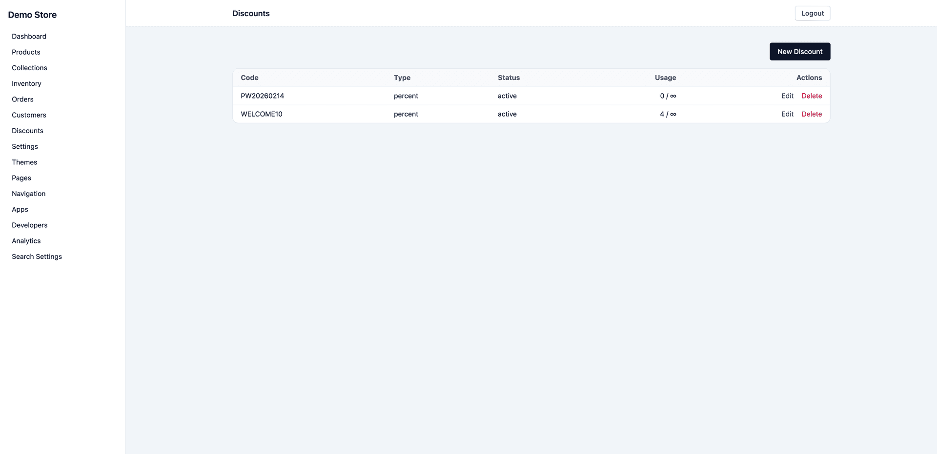 Admin discounts management
